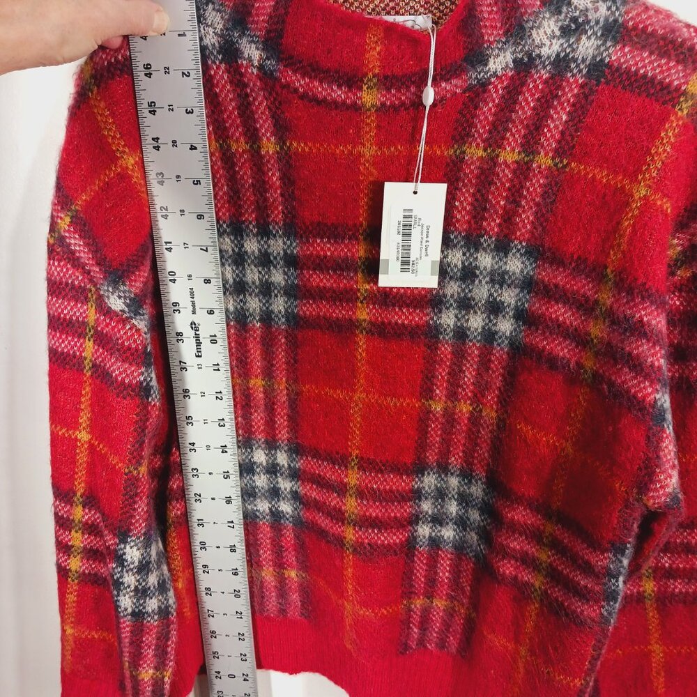 NWT Mudpie, Red Jenson Plaid, Mock, Pullover Sweater, Wide Sleeve, Sz Small Cozy - Picture 14 of 16